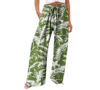 Generisch Weite Sommerhose Damen Leicht Und Luftig High Waist Strandhose Lang Freizeithose Sommer Palazzo Hose Bequem Casual Stoffhose Mit Tasche