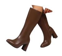 Generisch Weitschaftstiefel Damen Herbst Schaft Weite H Winter Winterstiefel Weitschaftstiefel Wasserdicht mit Absatz Cowboystiefel Schlupfstiefel Kniehohe Stiefel Boots Damenschuhe