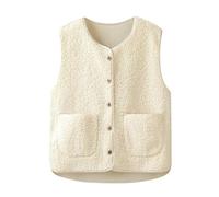 Generisch Weste Damen Lammfell Weste Leo Jacke Damenweste Mit Rundhalsausschnitt Jeansjacke GefüTtert Damen Herbst Mantel Gilet Steppmantel Leicht Trainingsanzug Baumwoljogginganzug