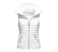 Generisch Weste Damen Winter Leicht Down Quilted Gefütterte Ärmellos Warme Teenager Mädchen Winterjacke Reißverschluss Laufweste Jacken Mäntel Wandern Camping Reisen Freizeit Ohne Ärmel, Weiß, L