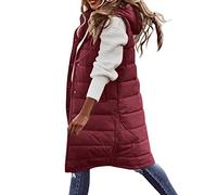 Generisch Wildlederjacke Damen, Damen Jacke Herbst, Weste Lang Winter Steppweste Leicht Ärmellose Winterweste Lange Damenwesten Kapuzenweste Daunenweste Übergangsjacke Wintermantel