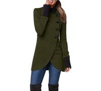 Generisch Winter Jacke Damen Übergangsjacke Mäntel Pullover Casual Reißverschluss Kapuzenknopf Langer Mantel Jacke Hahnentritt Damen Mantel