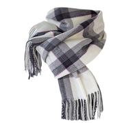 Generisch Winter Schal Damen Kaschmir Damenschal Übergroßer Karierter Quadratischer Warmer Winterschal Poncho Karo Streifenmuster Deckenschal Herbstschal Weiß