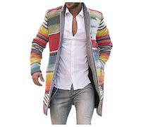 generisch Winter Strickjacke Herren Wollmantel Langarm Wintermantel Warm Cardigan Schlank Lange Windbreaker Jacken Bunt Knopf Lässige Mantel Outwear Strickpullover Mit Reverskragen L