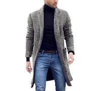 Generisch Winter-Trenchcoat für Männer Mode Herrenjacken Version der künstlichen Wolljacke für Herren Doppelkragen Warmer Wollmantel Winterjacke Sweatshirt Herren Wolf (Grey, L)