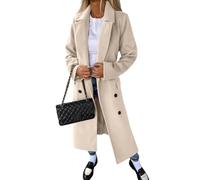 Generisch Winterjacke Damen Lang Warm Wollmantel Damen Mantel Winter Wolle Übergangsjacke Elegant Revers Wintermantel Mit Knöpfen Dicke Wolljacke Frauen Trenchcoat Curvy Damenmantel Mit Gürtel