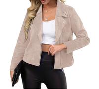 Generisch Winterjacke Damen Mode Casual Langarm Zipper Mantel Freundin Kurze Mante Moto Bikerjacke Herbst Frühling Leicht Jacken Reverskragen Jacke