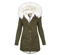 Generisch Winterjacke Damen Warm Fleecejacke Daunenmantel Winter Daunenjacken Wintermantel Übergangsjacke Outdoorjacke Mantel Winterparkajacke Wanderjacke (3-Army Green,L)