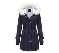 Generisch Winterjacke Damen Warm Fleecejacke Daunenmantel Winter Daunenjacken Wintermantel Übergangsjacke Outdoorjacke Mantel Winterparkajacke Wanderjacke (2-Dark Blue,L)