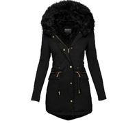 Generisch Winterjacke Damen Warm Fleecejacke Daunenmantel Winter Daunenjacken Wintermantel Übergangsjacke Outdoorjacke Mantel Winterparkajacke Wanderjacke (5-Black,M)