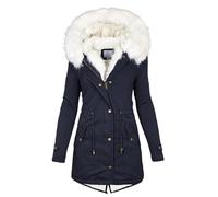 Generisch Winterjacke Damen Warm Fleecejacke Daunenmantel Winter Daunenjacken Wintermantel Übergangsjacke Outdoorjacke Mantel Winterparkajacke Wanderjacke (3-Navy,L)