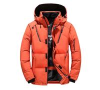 Generisch Winterjacke FüR Herren Warme Daunenjacke Dicker Parka-Mantel Mit Kapuze Vielen Taschen Outdoorjacke Wanderjacke Einfarbig Kapuzenjacke Bequeme Winterparka LäSsige Schneejacke Steppjacke
