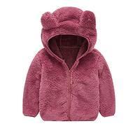 Generisch Winterjacke Mädchen, Fleecejacke Kinder Jungen Mädchen Flauschig Fleece Jacke mit ohren Winter Warme Teddy Fleecejacken übergangsjacke Einfarbige Casual Weiche Kuscheljacke Wintermantel