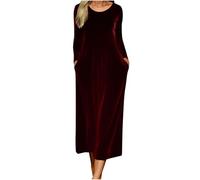 Generisch Winterkleider Damen Elegant Lang Langarmkleid Cocktailkleid Samtkleid Elegant Lang Kleid Partykleid Kleider Sexy Maxikleid Bleistiftkleid Abendkleider für Hochzeit Damenkleid aus Samt