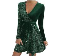 Generisch Winterkleider Damen Midi Cocktailkleid Samtkleid Elegant Lang Kleid Partykleid Rockabilly Kleider Sexy Maxikleid Bleistiftkleid Abendkleider für Hochzeit Damenkleid aus Samt