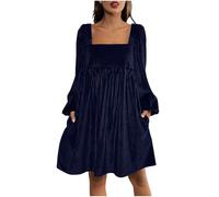 Generisch Winterkleider Damen Midi Langarmkleid Cocktailkleid Samtkleid Elegant Lang Kleid Partykleid Kleider Sexy Maxikleid Bleistiftkleid Abendkleider für Hochzeit Damenkleid aus Samt