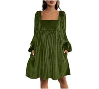 Generisch Winterkleider Damen Midi Langarmkleid Cocktailkleid Samtkleid Elegant Lang Kleid Partykleid Kleider Sexy Maxikleid Bleistiftkleid Abendkleider für Hochzeit Damenkleid aus Samt