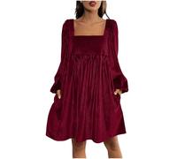 Generisch Winterkleider Damen Midi Langarmkleid Cocktailkleid Samtkleid Elegant Lang Kleid Partykleid Kleider Sexy Maxikleid Bleistiftkleid Abendkleider für Hochzeit Damenkleid aus Samt