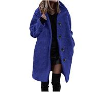 Generisch Wintermantel Damen Lang Teddymantel Damen Robuste Und Warme Mäntel Elegante Teddymantel Parka Für Kühle Abende Wintermantel Für Partys Ausgefallene Steppmantel Königsblau S