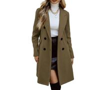Generisch Wintermantel Damen Lang Wollmantel Damen Winter Mantel Frauen Übergangsjacke Elegant Winterjacke Warm Einfarbig Wintercoat Revers Parka Mit Knöpfen Trenchcoat Kurzmantel Damens