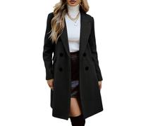 Generisch Wintermantel Damen Lang Wollmantel Damen Winter Mantel Frauen Übergangsjacke Elegant Winterjacke Warm Einfarbig Wintercoat Revers Parka Mit Knöpfen Trenchcoat Kurzmantel Damens