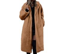 Generisch Wintermantel Damen Parka Damen Übergangsjacke Strapazierfähig Parka Weiche Teddymantel Wintermantel Für Outdoor-Aktivitäten Mäntel Für Partys Elegante Fleecemantel Kamel 5XL