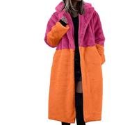 Generisch Wintermantel Damen Parka Damen Winter Bequem Mäntel Robuste Und Warme Teddymantel Parka Mit Taschen Wintermantel Für Kühle Abende Weiche Wollmantel Pink XL