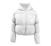 Generisch Wintermantel Damen Warm Elegant Jacke Glänzend, Mit Reißverschluss, Kurze Blase, Puffy-Mäntel Für Den Winter Steppmantel Damen Leicht