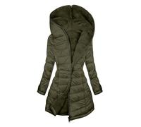 Generisch Wintermantel Damen Wolle Fleecejacke mit Taschen Dicke Warm Wintermantel mit Kapuze Fleece Gefüttert Daunenjacke Elegant Einfarbige Winterparka Outdoor Pufferjacke Große Größen Kapuzenjacke