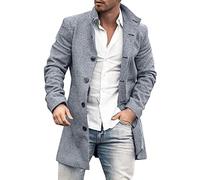 Generisch Wintermantel Herren Lang Wolle Mantel Slim Fit Zweireihig Revers Baumwolle Mantel Wollmantel bundfaltenhose herren herren jacke 3 in 1 wasserdicht schlafanzug jacke herren langarm