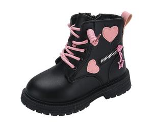 Generisch Winterstiefel Mädchen Warm Gefütterte Stiefeletten Lederstiefel rutschfest Weiche Sohle Kurzschaft Stiefel Winterschuhe mit Reißverschluss Westernstiefel Schnürstiefel