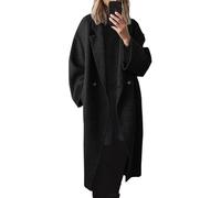 Generisch Wollmantel Damen Lang Wintermantel Damen Mantel Warm Übergangsjacke Elegant Revers Winterjacke Mit Knöpfen Herbst Wolljacke Mit Taschen Frauen Trenchcoat Winter Oversize Damenmantel