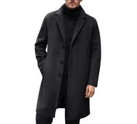Generisch Wollmantel Herren Winter Trenchcoat Jacke Lang Zweireiher Mantel mit Tasche Wintermantel Thermo Dicke Herrenmantel Woll Warmer Übergangsmantel Softshelljacke