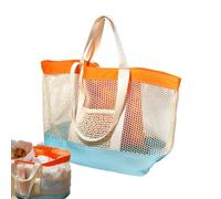 Generisch Women Beach Handbag - Mesh Storage Carry Bag for Vacation Essentials | Polyester Sand Proof Tote with Zipper Pocket, Lightweight Organizer Pouch for Poolside Travel Shopping Camping Fitness