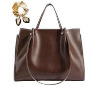 Generisch Women Leather Top Handle Tote Bag,Multi Pockets Large Capacity Shoulder Bag,Vintage Casual Underarm Satchel with Zipper