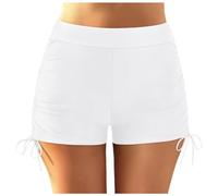 Generisch Women Plus Size High Waist Bikini Bottoms Swim Briefs Beach Shorts Ruched Bottom High Cut Swim Bottom Full Coverage Swimsuit Bottom Sports Yoga Shorts Swimbottom (White, S)