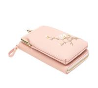 Generisch Women Sling Bag, PU Leather Embroidered Bag, Small Cell Phone Wallet with Adjustable Shoulder Strap, Ideal for Travel, Summer Walks, Running, Gym, Hiking, Passport Holder, Everyday Use