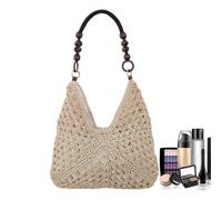 Generisch Women Straw Beach Bag 35x30cm Bohemian Crochet Tote Handwoven Shoulder Handbag Large Capacity Vacation Travel Summer Beach Purse