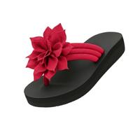 Generisch Women's Flip Flops Sandals 2026 Floral Orthopedic Arch Support Thong Sandals Non-Slip Lightweight Beach Flat Sandals Dressy Boho Summer Vacation Walking Shoes Wide Width (red,38)