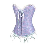 Generisch Womens Gothic Party Floral Lace Up Slim Korsett Bustier Top (Purple, L)