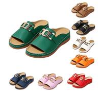 Generisch Women's Orthopedic Roman Wedge Sandals - Arch Support Wide Open Toe Slip-On Summer Slides