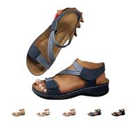 Generisch Womens Orthopedic Wedge Sandals 2026 Arch Support Wide Width Adjustable Ankle Strap Hook & Loop Open Toe Platform Comfortable Walking Casual Dressy Summer Beach Shoes (blue,38)