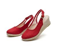Generisch Women's Platform Wedge Sandals 2026 Canvas Wide Width Sandal Comfortable Round Toe Breathable Slip On Womens Sandal Casual Summer Vacation Walking Shoes (Red,42)