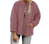 Generisch Women's Quilted Puffer Jacket, Lightweight Oversized Zip-Up Coat with Stand Collar, Casual Winter Outerwear with Pockets，A