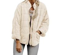 Generisch Women's Quilted Puffer Jacket, Lightweight Oversized Zip-Up Coat with Stand Collar, Casual Winter Outerwear with Pockets，A