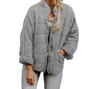Generisch Women's Quilted Puffer Jacket, Lightweight Oversized Zip-Up Coat with Stand Collar, Casual Winter Outerwear with Pockets，A