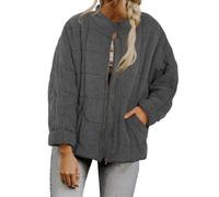 Generisch Women's Quilted Puffer Jacket, Lightweight Oversized Zip-Up Coat with Stand Collar, Casual Winter Outerwear with Pockets，A