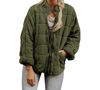 Generisch Women's Quilted Puffer Jacket, Lightweight Oversized Zip-Up Coat with Stand Collar, Casual Winter Outerwear with Pockets，A