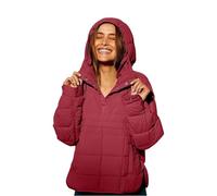 Generisch Women's Quilted Pullover Puffer Jacket, Womens Oversized Puffer Jacket, Warm Winter Down Jackets (Red,3XL)
