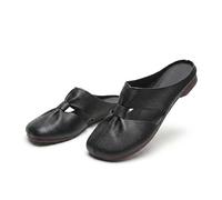 Generisch Women's Soft Sole Knot Mules, Lightweight Round Toe Backless Non-Slip Sandals, Hollow Out Breathable Flats